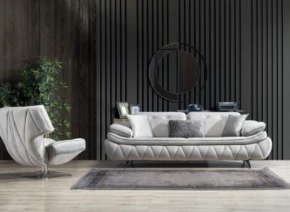 Living room set 2 pieces. 3-Seater Sofa with Armchair Modern Design Fabric Sofas