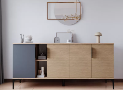 Brown Gray Light Modern Rectangular Sideboard Living room Luxury Design