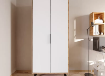Bedroom Wardrobe Modern Design White Brown Two Tone Luxury