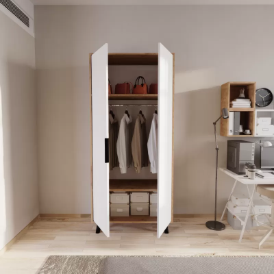 Bedroom Wardrobe Modern Design White Brown Two Tone Luxury