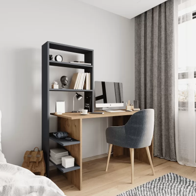 Bedroom Youth Room Desk Computer Desk Modern Design Brown Gray
