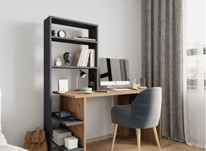 Bedroom Youth Room Desk Computer Desk Modern Design Brown Gray