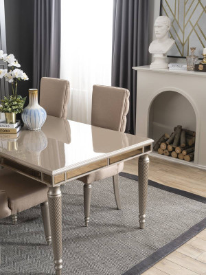 Luxury Dining room Set Dining table 4x Chairs Wood Textile Dining set Suite