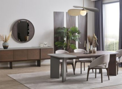 Large Dining room Suite Designer Dining table 4x Chairs Sideboard Mirror