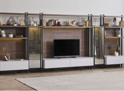 Modern brow Living room Wall unit Luxury Living room furniture Shelf Cabinets