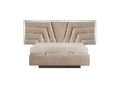 Beige Bedroom Double bed Stable wooden frame Designer Upholstery Bed