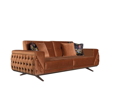 Brown Textile Three Seater Chesterfield 3-Seater Living room Upholstery Couch