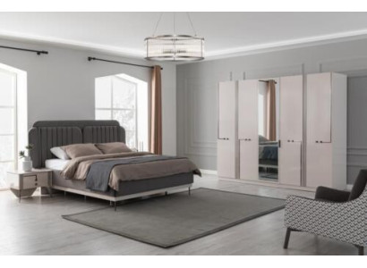 Modern Bedroom Set Double bed Bedside table Wardrobe Luxury