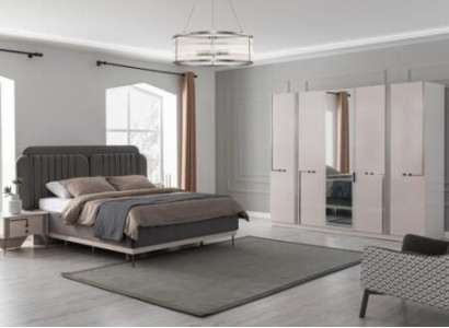Modern Bedroom Set Double bed Bedside table Wardrobe Luxury