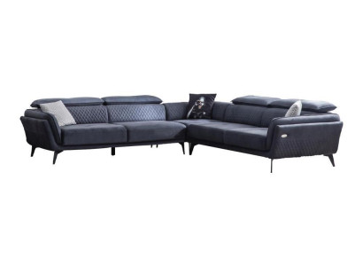 Robust Gray Fabric Sofa Designer L-shape Sofa Living room Upholstery Couch