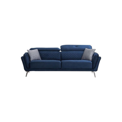 Designer Upholstery Couch Set Blue Gray Fabric Sofas Luxury 2x 3-Seater
