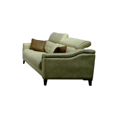 Beige Living room Three Seater Leather 3-Seater Upholstery Couch Wooden Frame