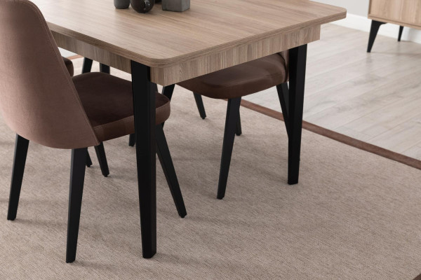 Brown Dining room Suite Luxury Dining table 4x Chairs Sideboard Mirror