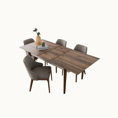 Complete e Dining room Suite Dining table 4x brown upholstered chairs 5-piece set