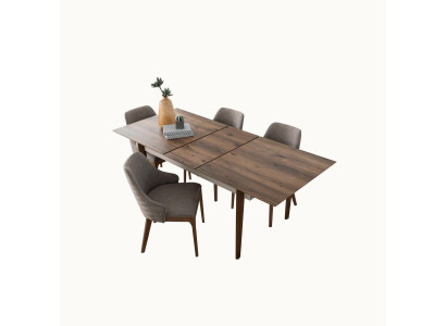 Complete e Dining room Suite Dining table 4x brown upholstered chairs 5-piece set