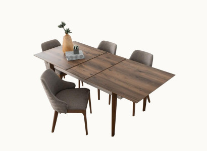 Complete e Dining room Suite Dining table 4x brown upholstered chairs 5-piece set
