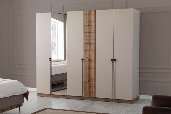 Beige Bedroom Wardrobe Designer Cabinets Luxury Wooden Wardrobes