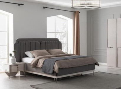 Gray Double bed Modern Bedroom Furniture Luxury Beds Wooden Frame
