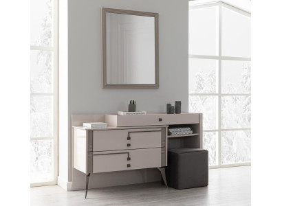 Beige Bedroom Set Designer Dressing table Mirror and Stool 3pcs