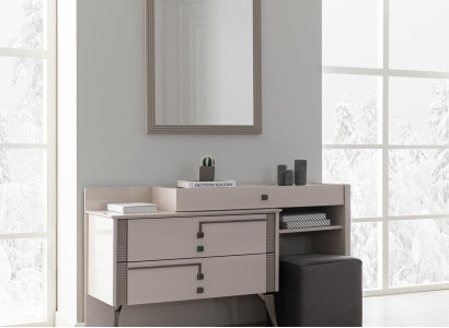 Beige Bedroom Set Designer Dressing table Mirror and Stool 3pcs