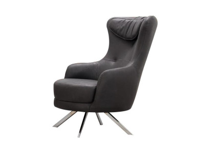 Black Leather Armchair Wing Chair Living room Luxurious Single Seater Furniture