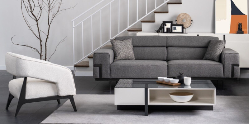 Modern Living room Set Consists of 2x Sofas and Armchair Novelty 3 pieces.