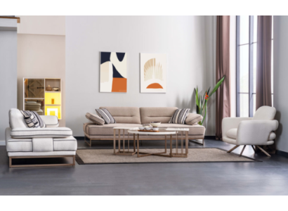 Stylish living room seating set Upholstery 2x three-seater sofas armchair