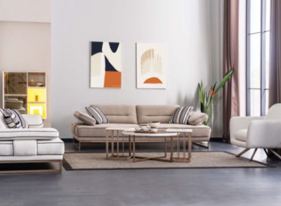 Stylish living room seating set Upholstery 2x three-seater sofas armchair