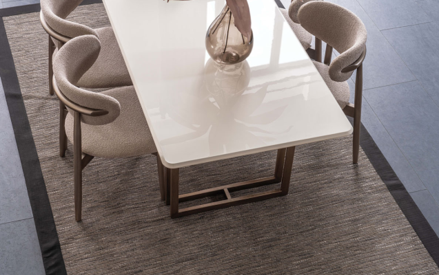 Robust dining room set, luxurious dining table, 4x upholstered chairs, sideboard