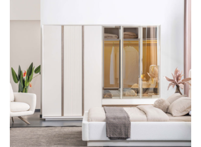 White Wardrobe Bedroom Wardrobe Robust 6 door glass wardrobe