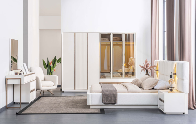 White Wardrobe Bedroom Wardrobe Robust 6 door glass wardrobe