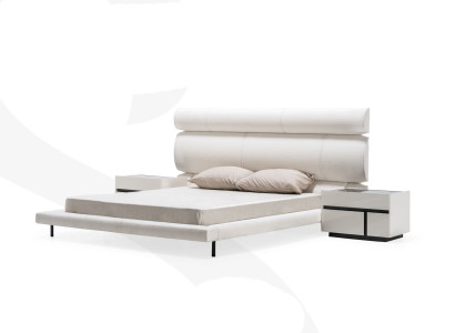 Bedroom White Suite Modern Double bed 2x Wood Night Consoles