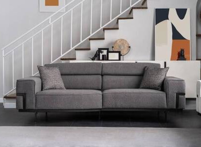 Modern Gray Upholstery Three Seater Comfort able Living room Couch 3-Seater