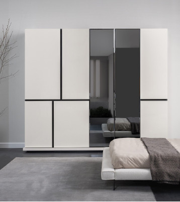 Bedroom White -Black Wardrobe Luxurious Wood Cabinets new