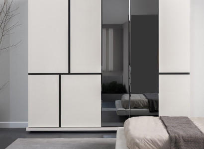 Bedroom White -Black Wardrobe Luxurious Wood Cabinets new