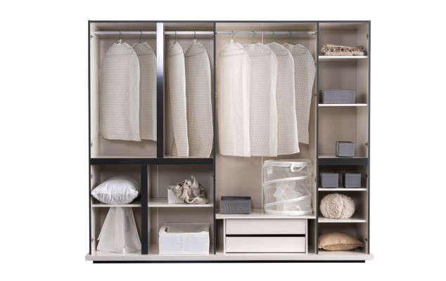 Bedroom White -Black Wardrobe Luxurious Wood Cabinets new