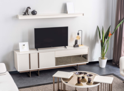 Stylish wall unit designer TV lowboard modern shelves robust furniture