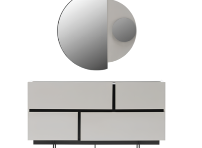 Stylish Bedroom Sideboard Designer Wood Chest of drawers Mirror 2-piece set