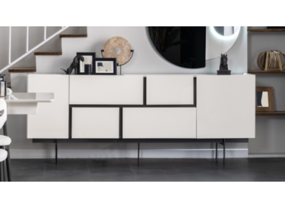Robust Black and White Sideboard Dining room Designer Wood Chest of drawers Furniture