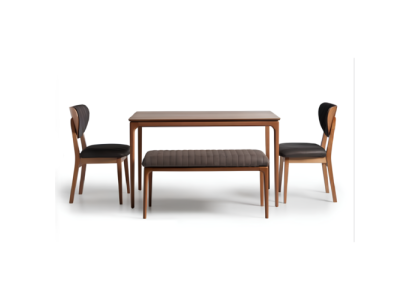 Wood Suite Dining set Dining room Dining table Chairs 7pcs Brown Dining area