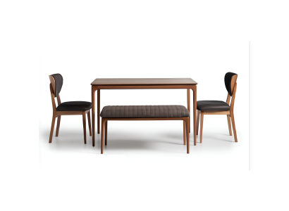 Dining area Suite Dining set Wood Dining room Dining table Chairs 3pcs Brown