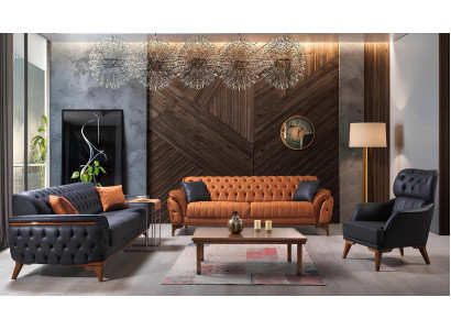 Designer Chesterfield Leather Upholstery Three Seater Stylish Armchair