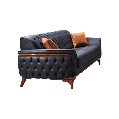 Designer Chesterfield Leather Upholstery Three Seater Stylish Armchair