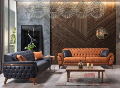 Chesterfield Sofas Designer Living room Suite Upholstery 2x textile sofas