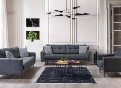 Gray Living room Seating Set Luxurious Sofas Designer Armchairs 3pcs