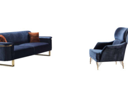 Blue's Living room Set Designer 3-Seater Upholstered Armchair Luxury Furniture 2-piece