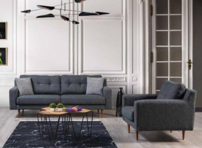 Living room Gray Sofa set Luxury Upholstery Seating Furniture Fabric Sofas Armchair