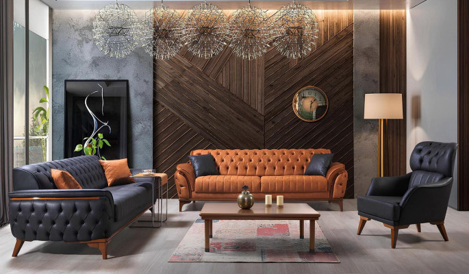 Black Chesterfield Armchair Designer Living room 1-Seater armchair