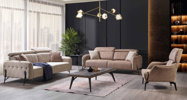 Modern Beige Armchair Living room 1-Seater Luxury Upholstery Seat Furniture new