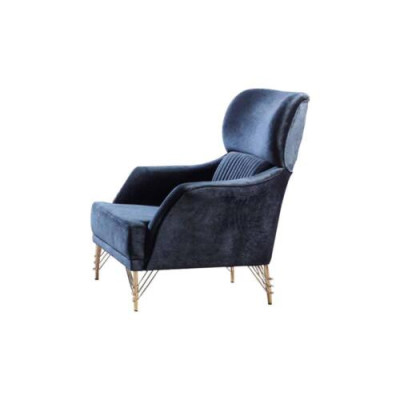 Blue modern armchair living room fabric armchair elegant textile single seater